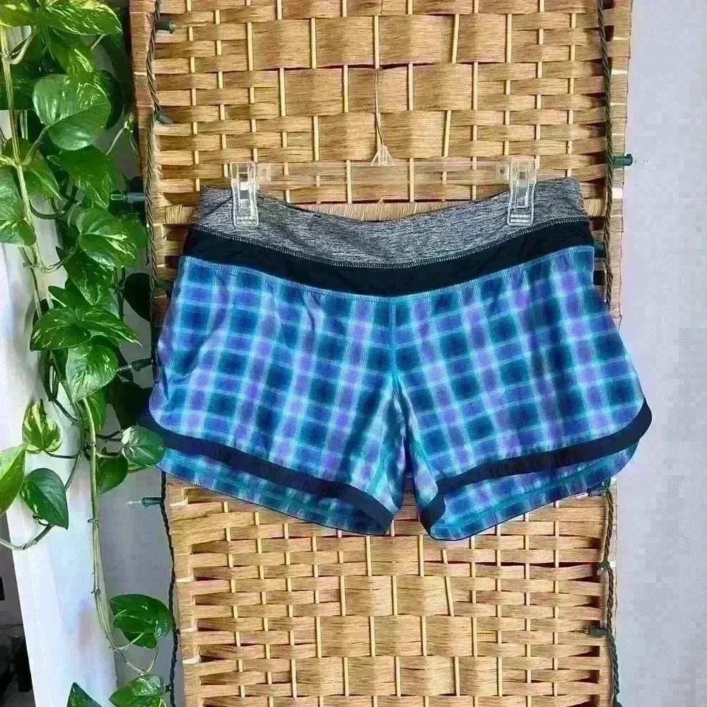 lululemon athletica Gray and Blue Checkered Shorts